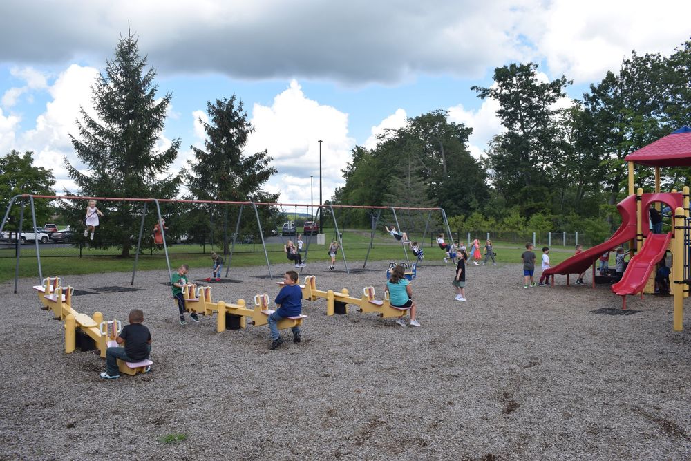 Children play on a playground