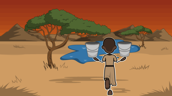 an image of a child carrying water
