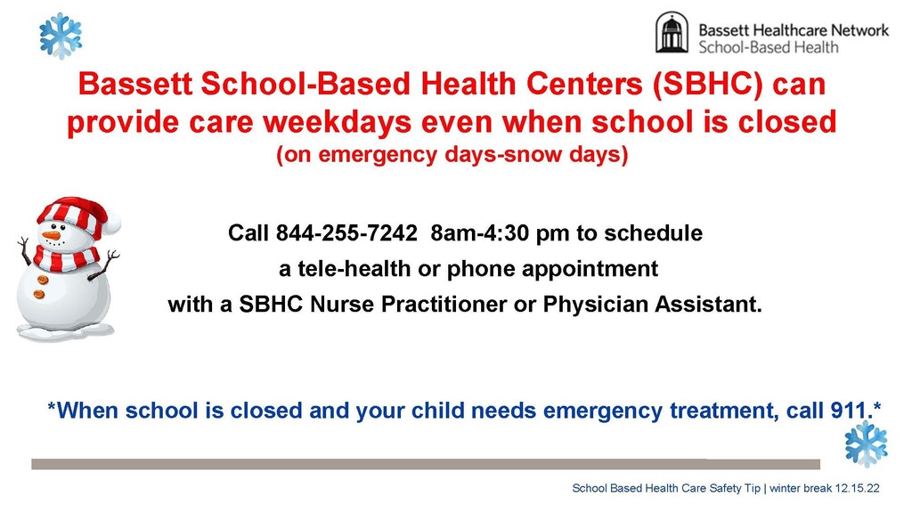 A sign from Bassett School-Based Health